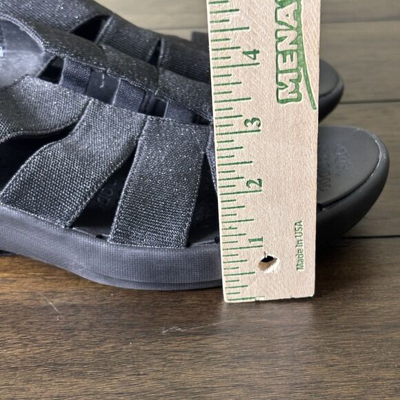 Bzees Finale Sandals Woman's Size 11 M Elastic Strappy Black Wedge Shimmer Shoes - Picture 11 of 12